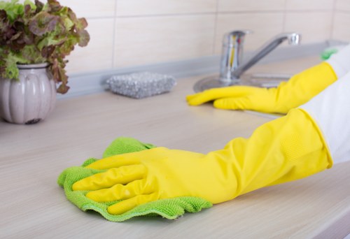 Local short-let cleaning team working in an N1 apartment