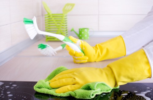 Local technician carrying out careful stain removal in N1