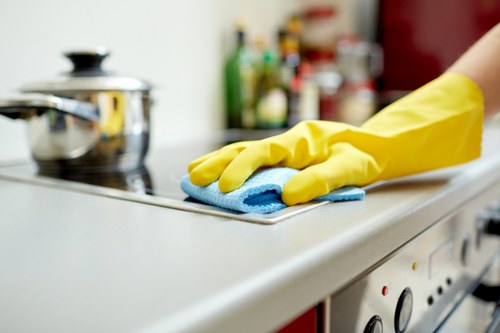 One off cleaning team working in an N1 office space after a busy period